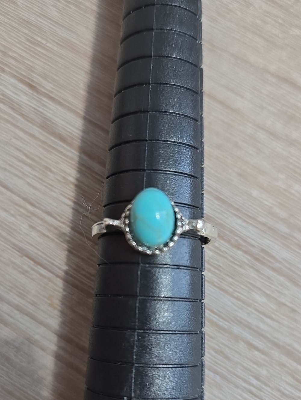 Sterling Silver Turquoise Oval Ring for Women.Size 7.5.